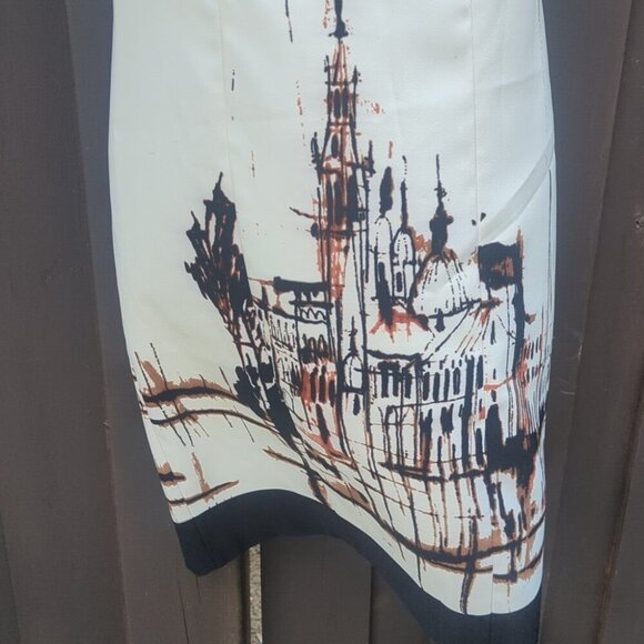 Cleo Cream Dress with Artistic Black and Brown Print - Size 4 Great Condition - Picture 3 of 4